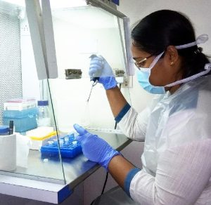 Laboratory testing at CMC in the medical genetics dept for patient care and research