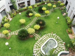 formal garden in the courtyard of the college of nursing, Kagithapattarai
