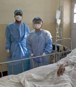 Dr Mohan working with a colleague in one of the SARI wards at CMC. Join CMC in fighting the COVID-19 pandemic and donate now and support our staff