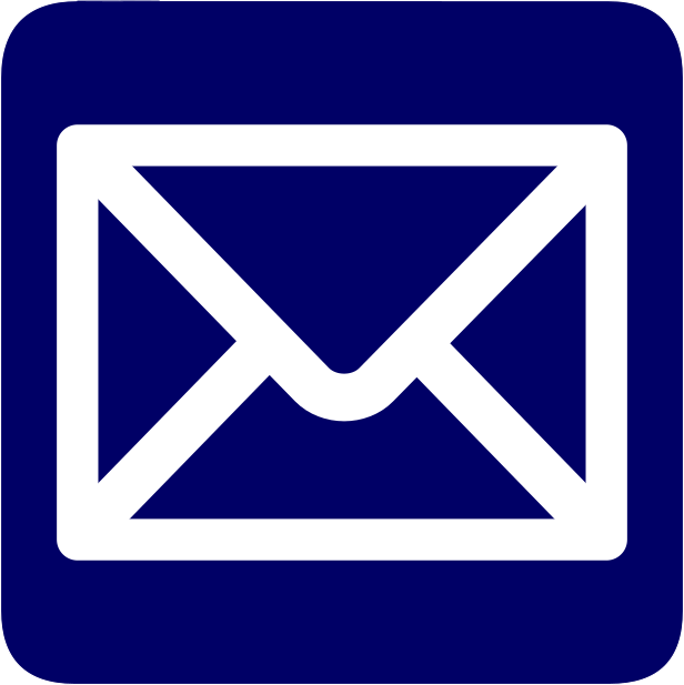 outline of an envelope in white on navy background representing email