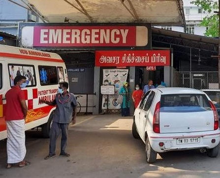 COVID entrance in casualty with patients arriving April 2021 CMC Vellore