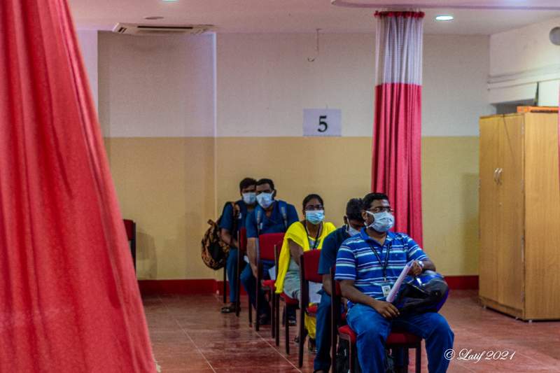 staff waiting in the final room with for their vaccinations