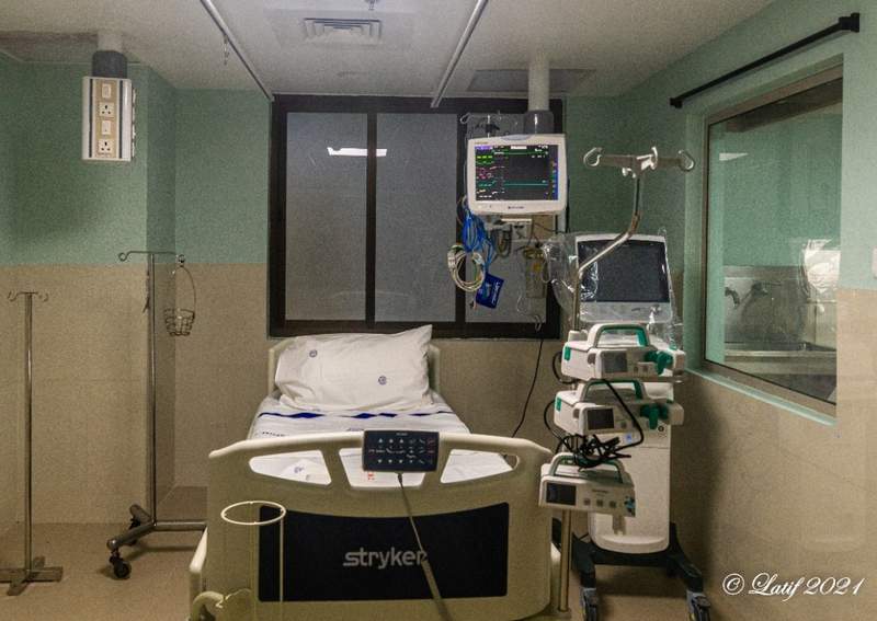 the isolation bed in the ICU 