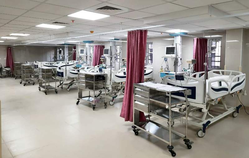 Six of the 12 new ICU beds in the Paul Brand Block. Opened May 3rd 2020. These facilities will help treat patients with COVID, but later will be an Orthopaedic block